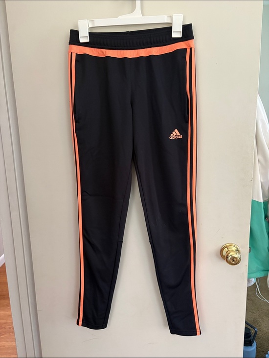 adidas Pants - adidas Grey with Coral Stripe Soccer Pants